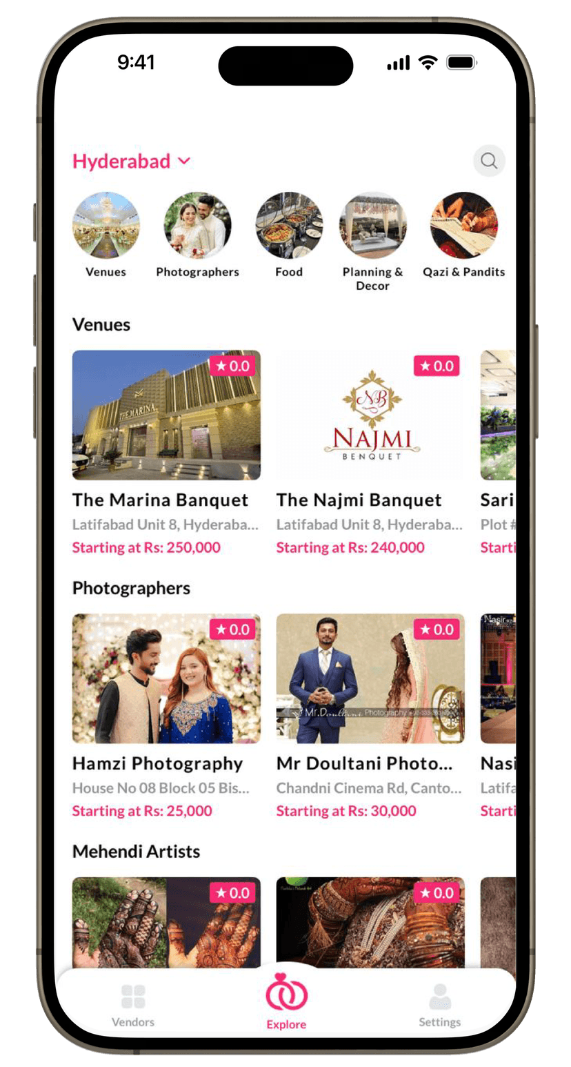 WedEasy app home screen